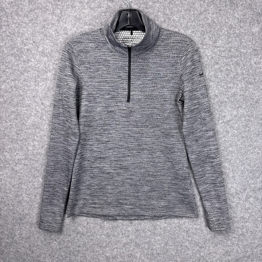 Nike Golf Pullover Dri-FIT Quarter-Zip‎ Medium Gray Waffle Knit Performance Top